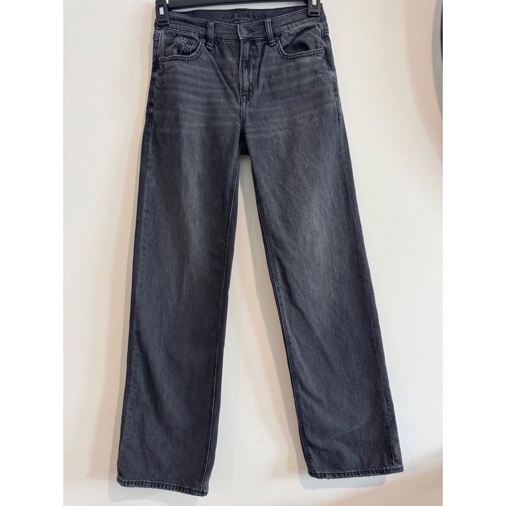 American Eagle Strigid Straight Leg Jeans Womens‎ 00 Long Black Washed Denim